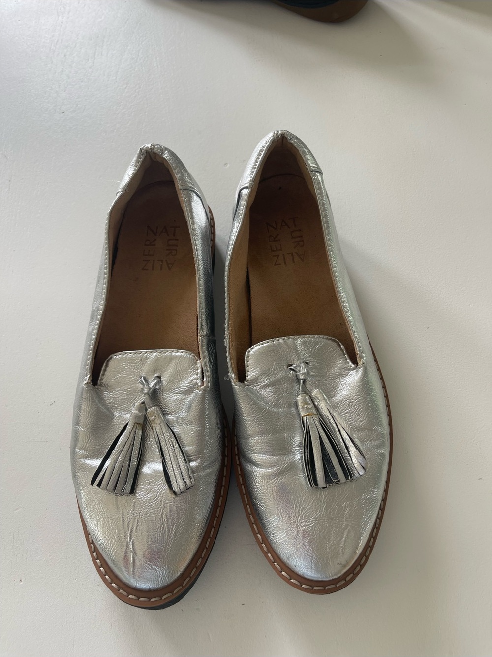 Naturalizer Silver Tassel Loafers